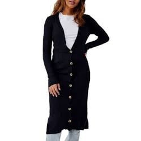 Free People Sweaters - Free People long black ribbed cardigan